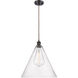Ballston Cone LED 16 inch Oil Rubbed Bronze Pendant Ceiling Light in Seedy Glass, Black Textured