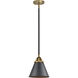 Nouveau 2 Appalachian 1 Light 8 inch Black Antique Brass Mini Pendant Ceiling Light in Incandescent, Matte Black