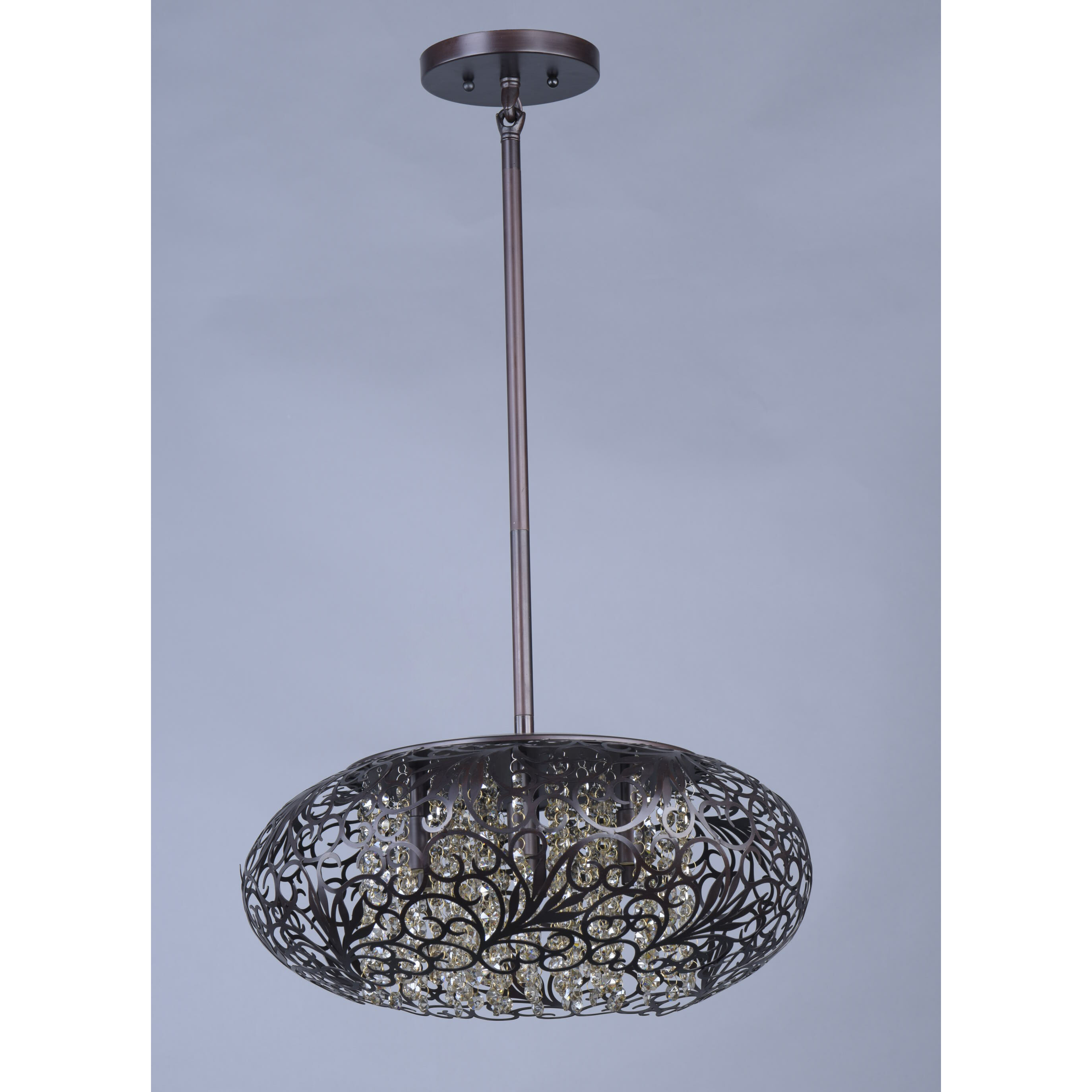 Arabesque 7 Light 18 inch Golden Silver Single Pendant Ceiling Light in 50, Beveled Crystal, G9 Frost Xenon