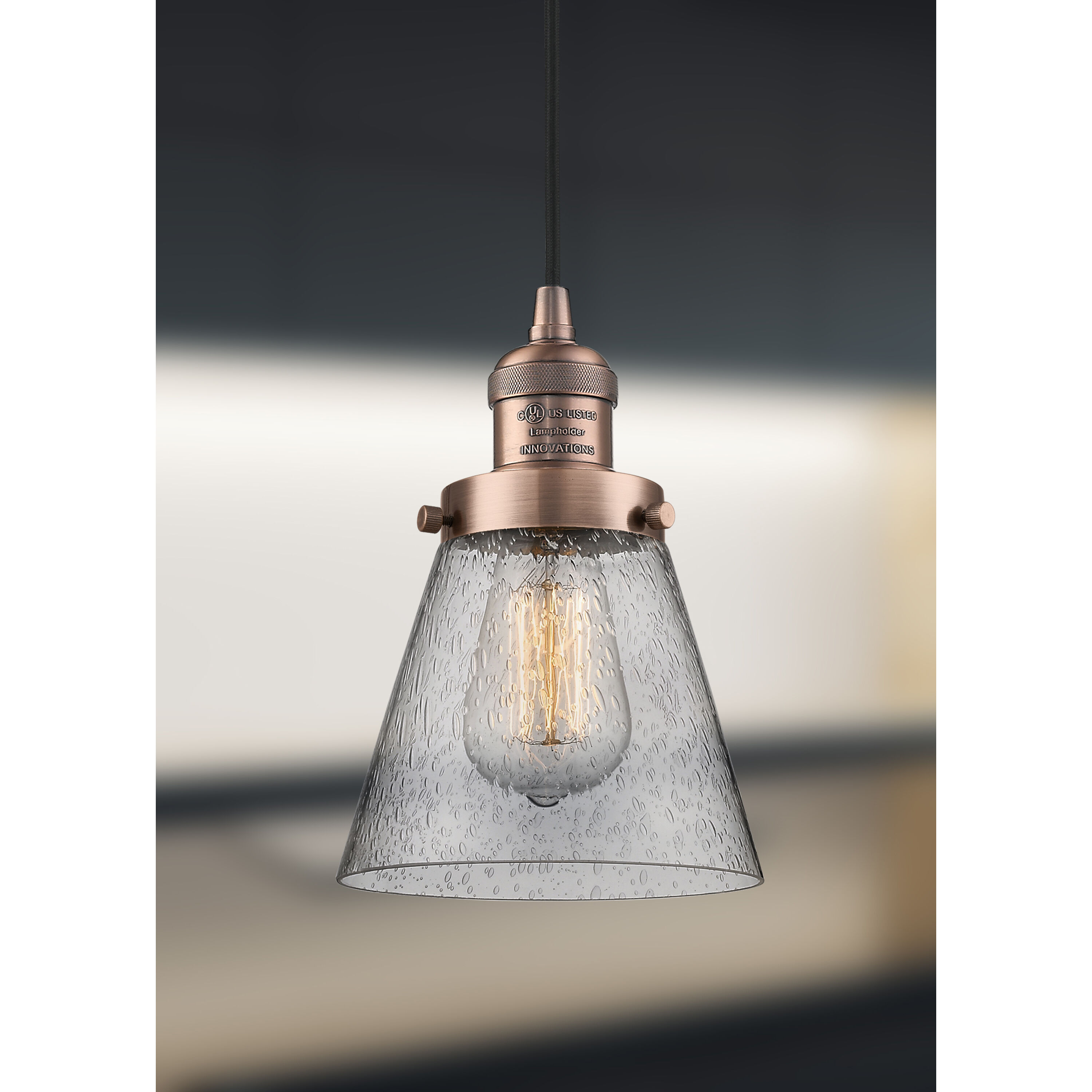 Franklin Restoration Cone 1 Light 6 inch Antique Copper Mini Pendant Ceiling Light in Incandescent, Seedy, Franklin Restoration