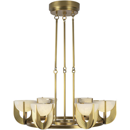 Colette LED 27.25 inch Vintage Brass Chandelier Ceiling Light in Vintage Brass and Alabaster