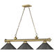 Cordon 3 Light 57.25 inch Rubbed Brass Billiard Ceiling Light in Bronze Steel