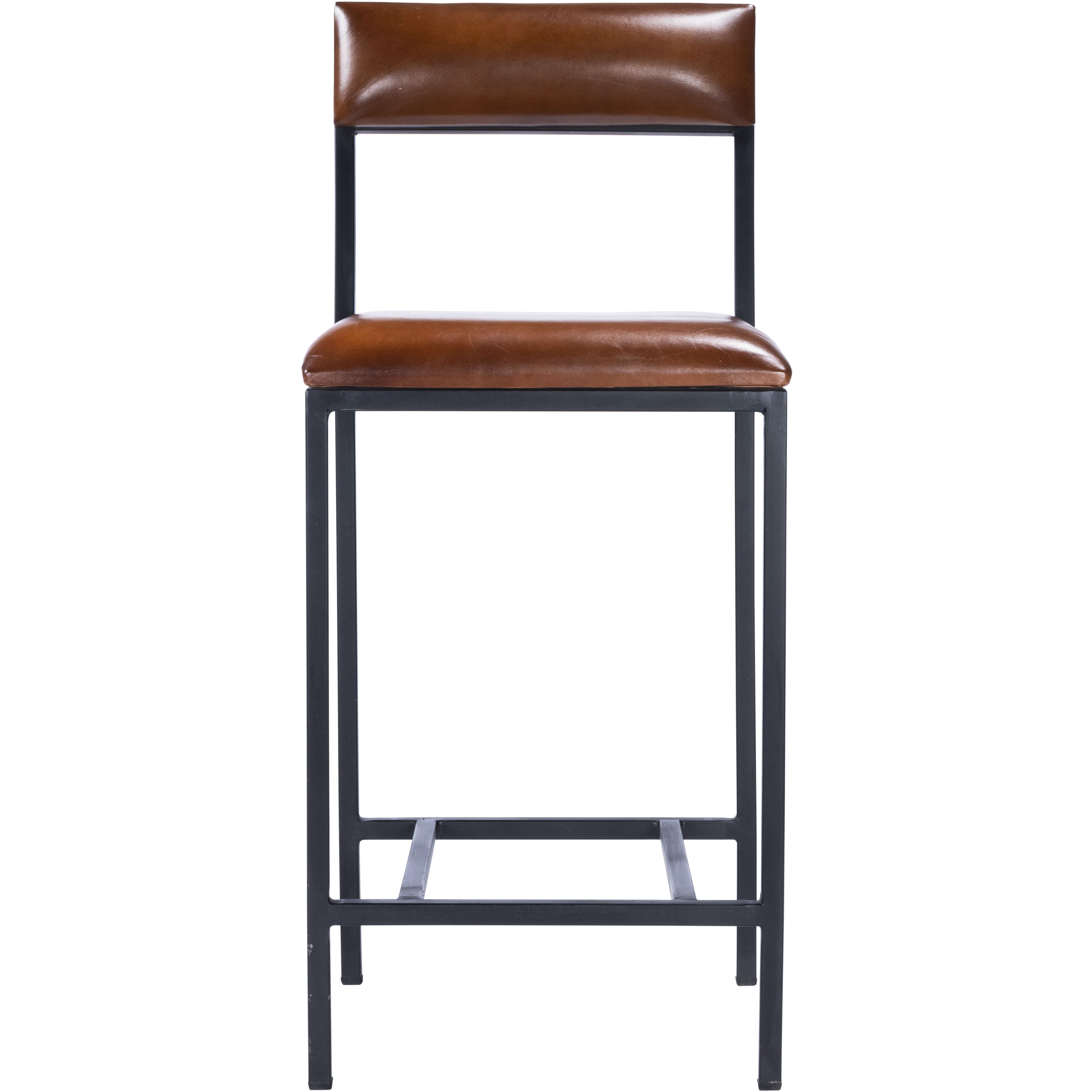 Lazarus Leather & Metal Bar Stool