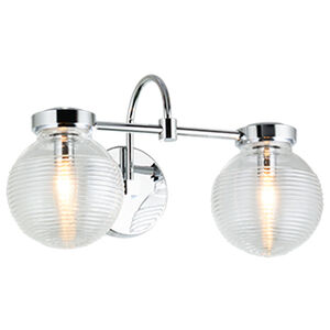 Ridge 2 Light 15 inch Chrome Wall Sconce Wall Light in Chrome and Clear