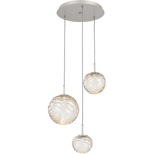 Gaia LED 24 inch Beige Silver Multi-Pendant Ceiling Light in Amber, 2700K LED