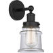 Edison Canton 1 Light 5 inch Matte Black Sconce Wall Light in Clear Glass