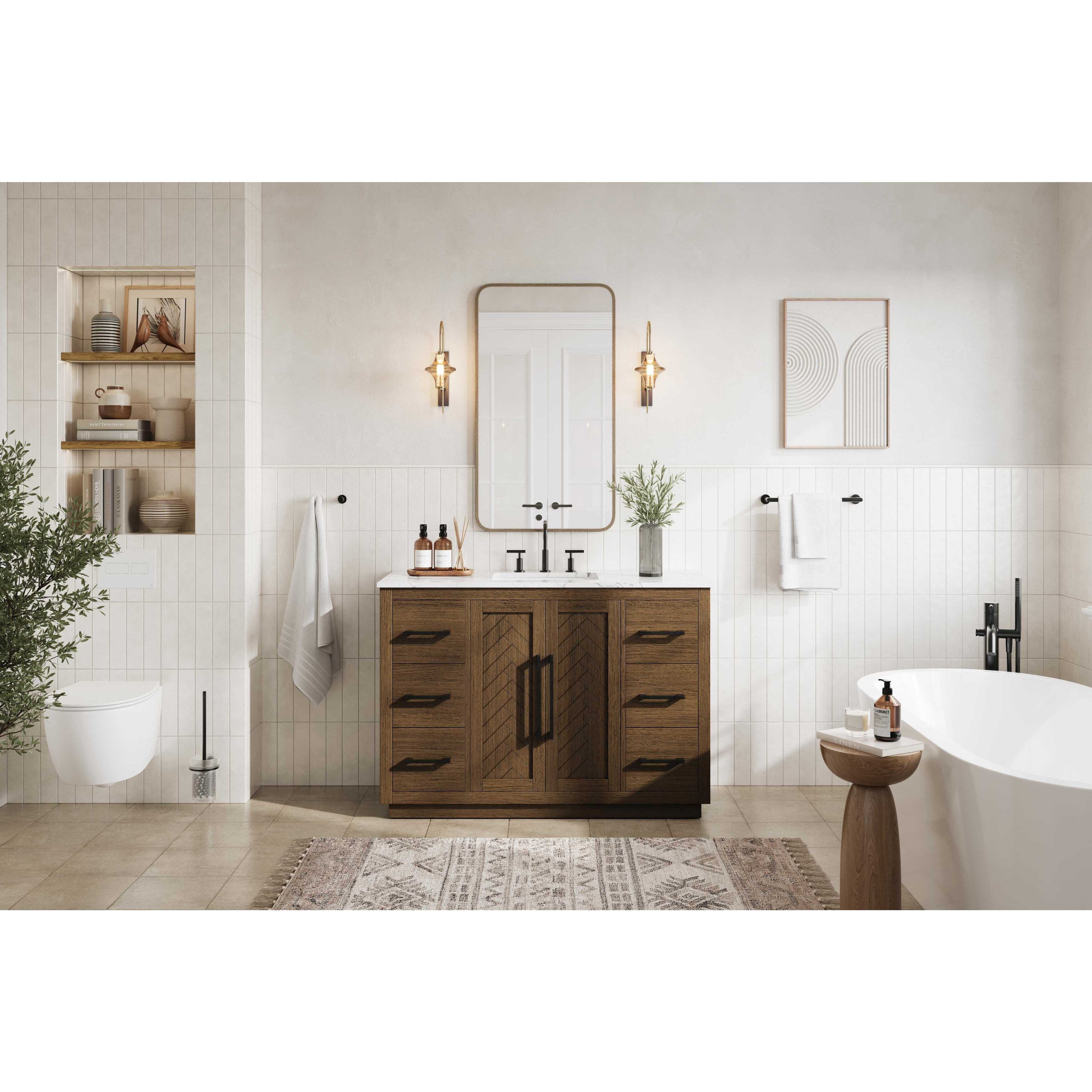 Chase 48 X 34 inch Hazel Oak Bathroom Vanity Cabinet