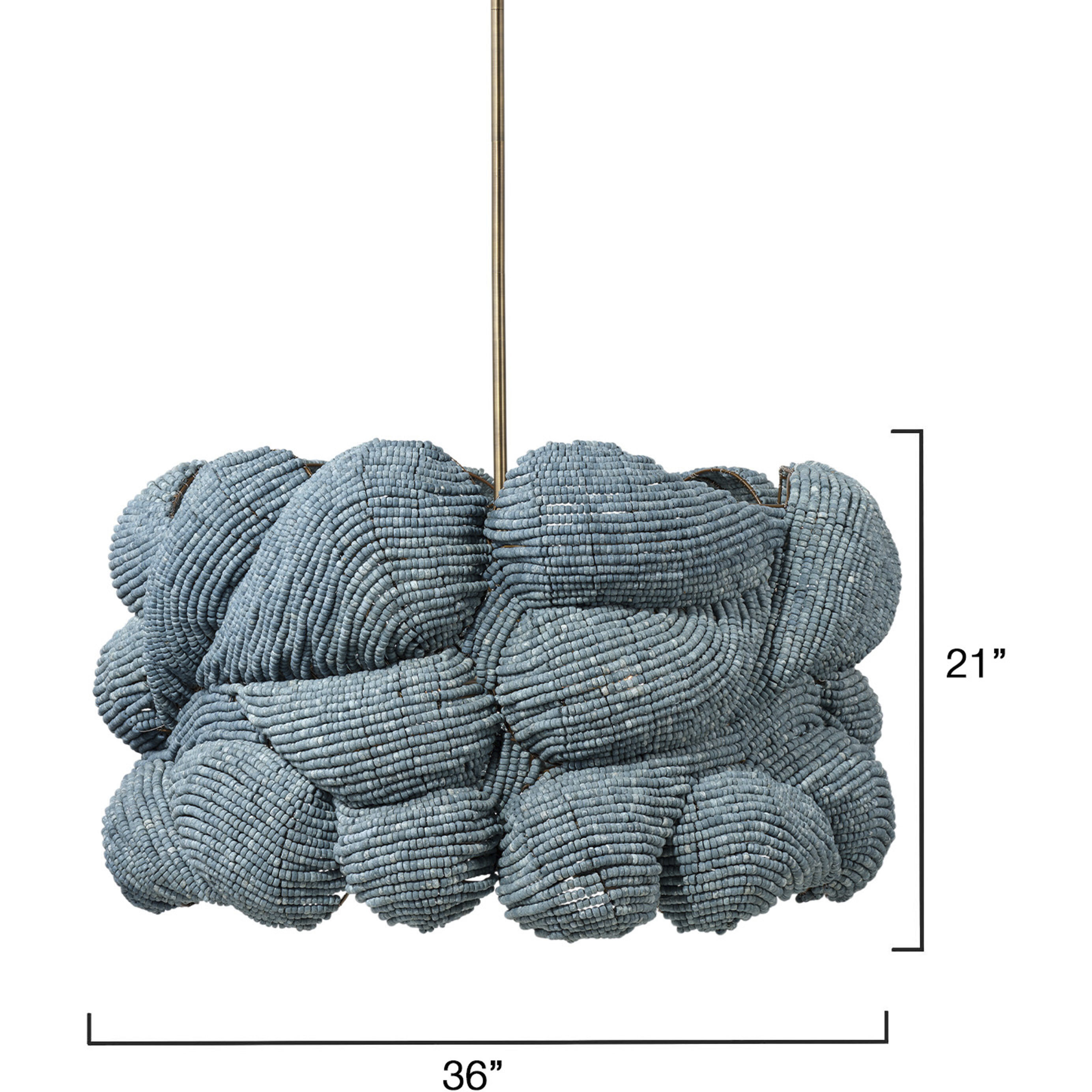 Anguilla LED 36 inch Blue Wood Beads Chandelier Ceiling Light, Large, Inline