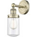 Dover Sconce Wall Light in Antique Brass, Clear