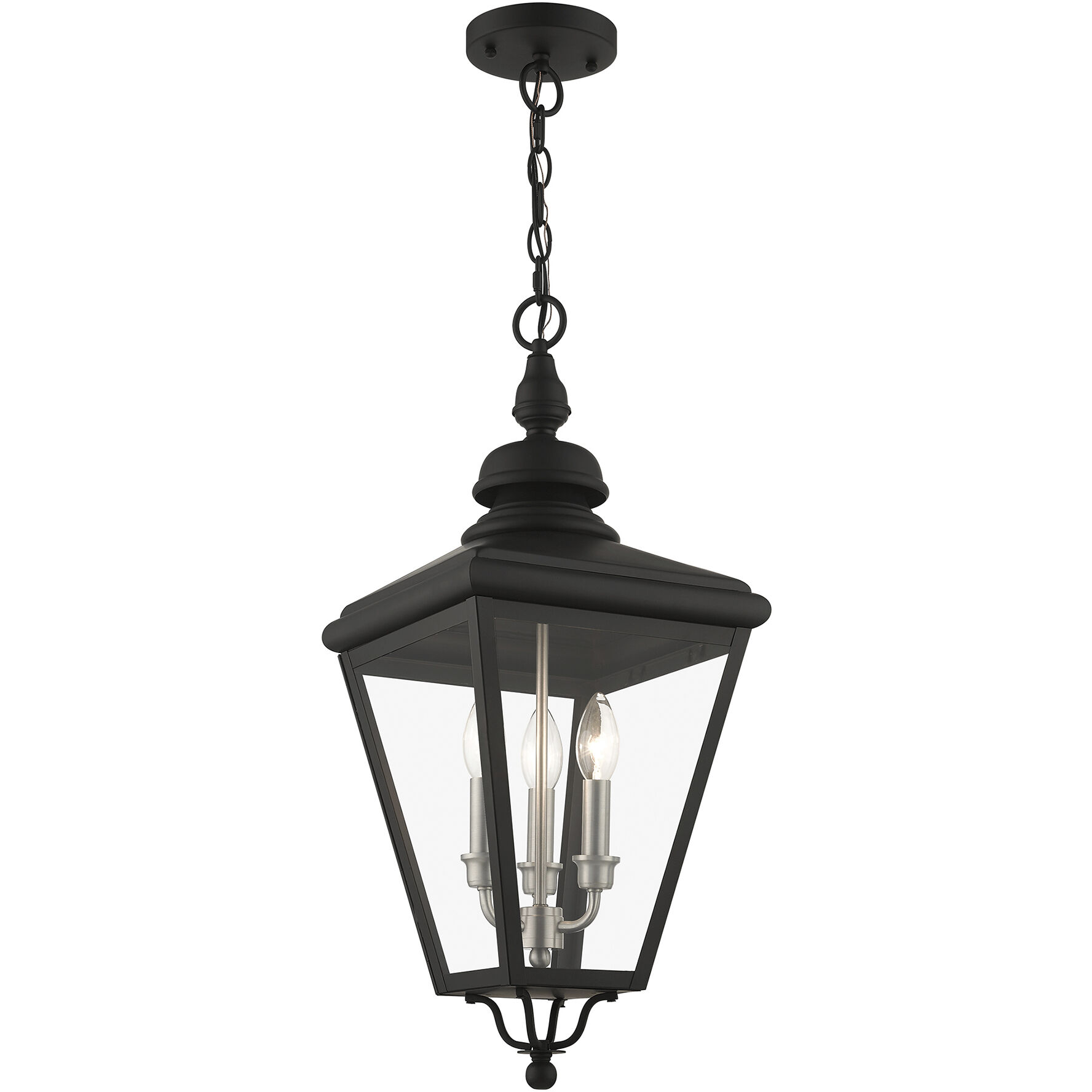 Adams 3 Light 10.63 inch Black with Brushed Nickel Finish Cluster Outdoor Large Pendant Lantern Ceiling Light in Black with Brushed Nickel Accent