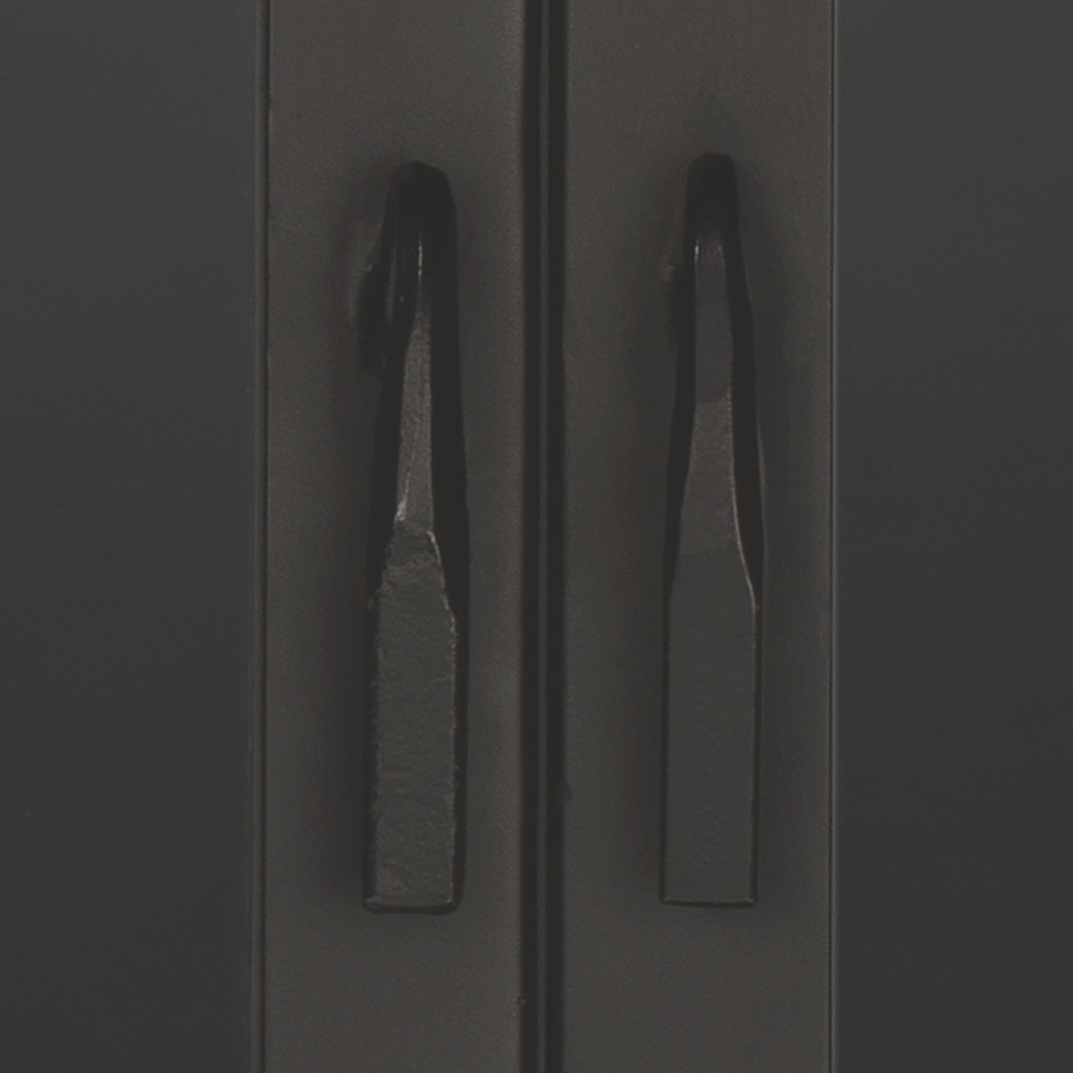 Chauncey Wide Black Iron & Clear Glass Curio Bar Cabinet