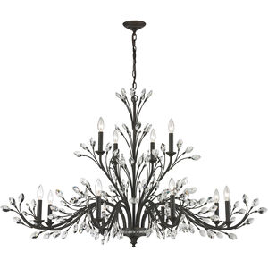 Crystal Branches 12 Light 52 inch Burnt Bronze Chandelier Ceiling Light