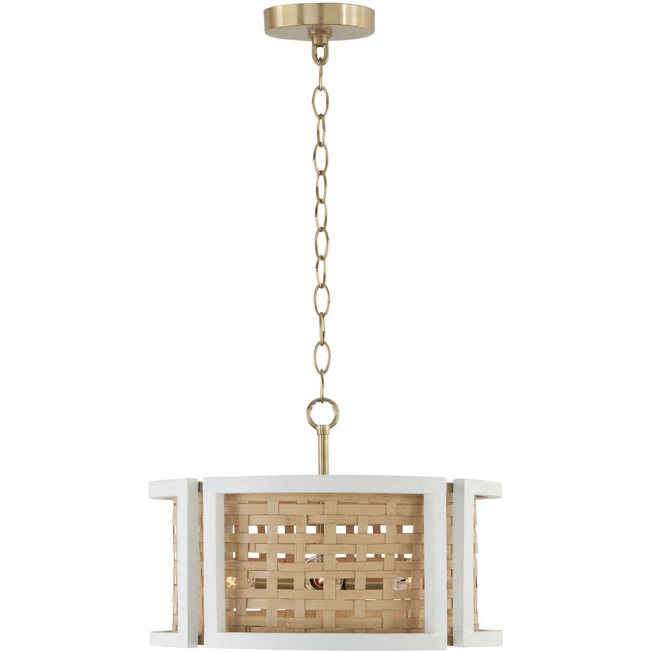 Lola 4 Light 16 inch Flat White and Matte Brass Semi-Flush Mount Ceiling Light, Convertible Dual Mount