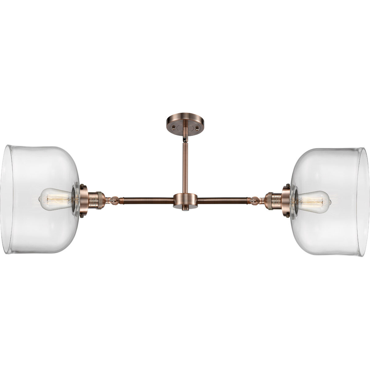 Franklin Restoration X-Large Bell LED 21 inch Antique Copper Chandelier Ceiling Light in Clear Glass, Franklin Restoration