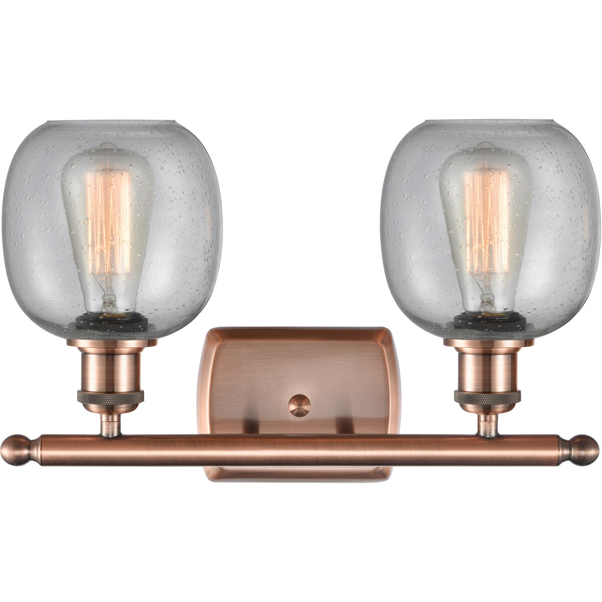 Ballston Belfast 2 Light 16 inch Antique Copper Bath Vanity Light Wall Light in Seedy Glass, Ballston