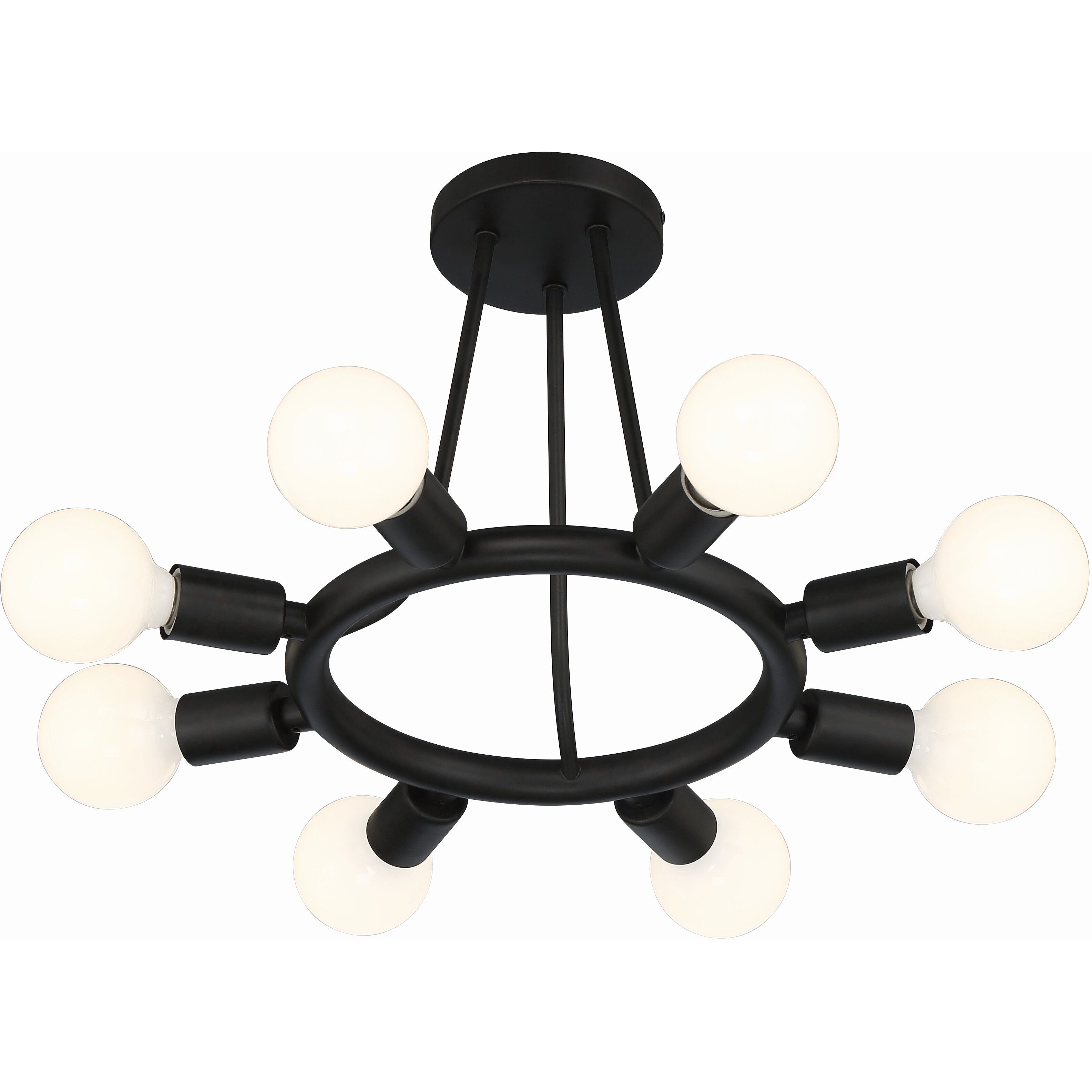 Dakota 8 Light 15 inch Black Semi Flush Ceiling Light