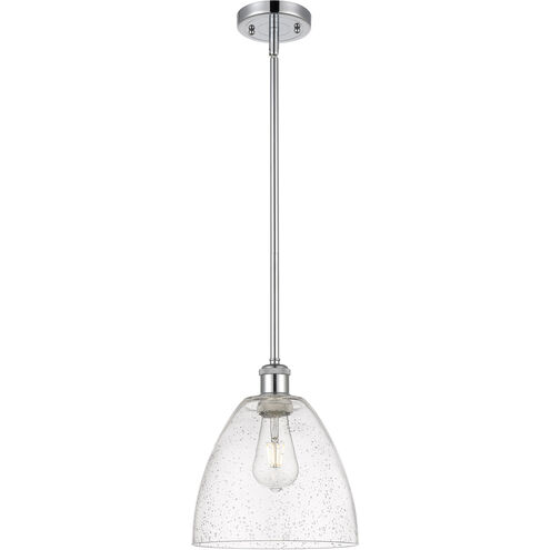 Ballston Dome LED 9 inch Polished Chrome Mini Pendant Ceiling Light in Seedy Glass