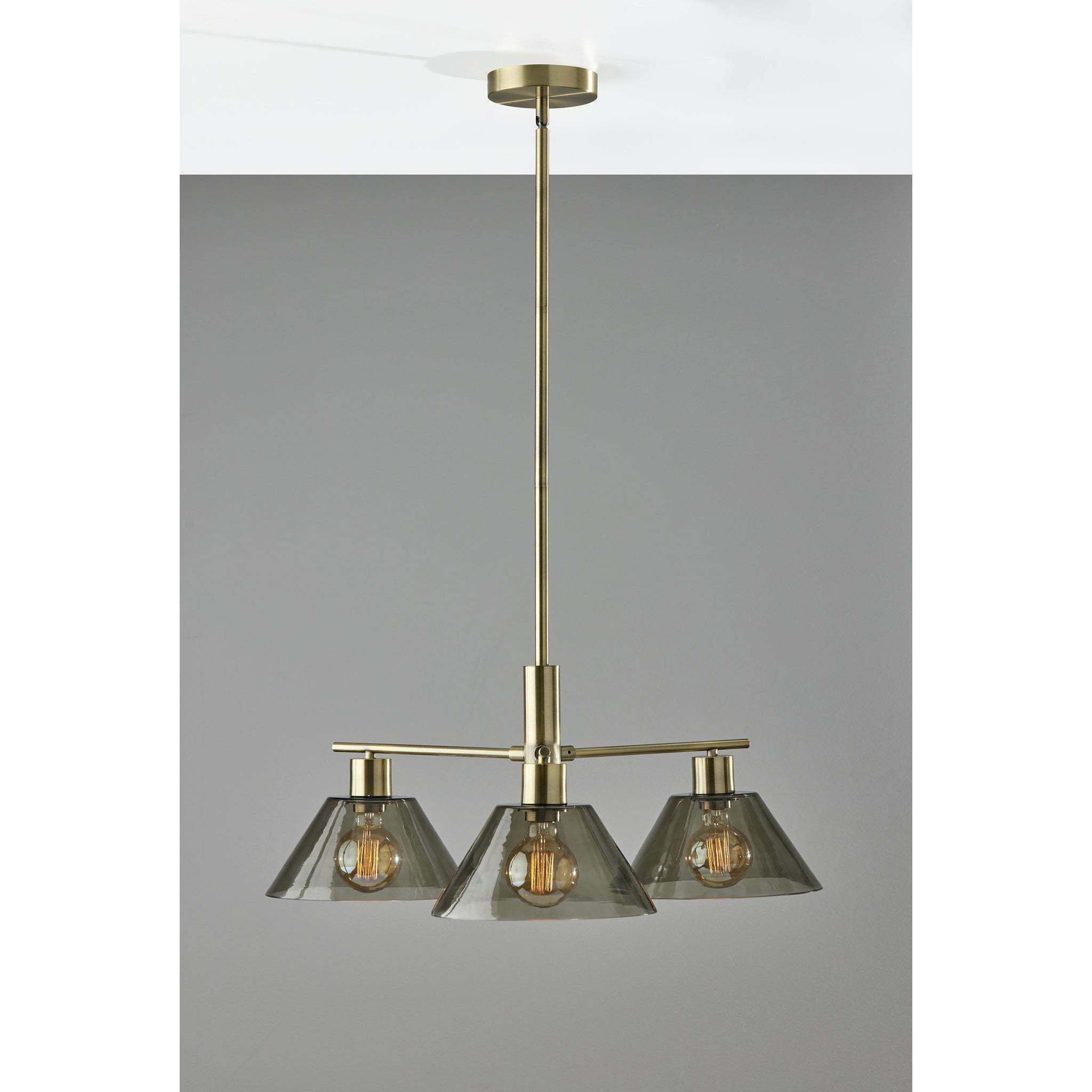 Zoe 3 Light 25.5 inch Antique Brass Chandelier Ceiling Light