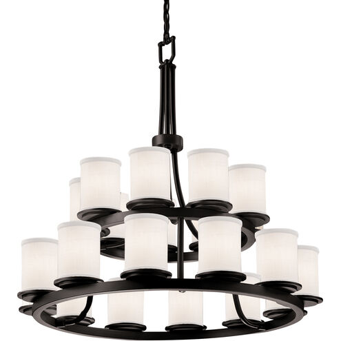 Textile 21 Light 33 inch Matte Black Chandelier Ceiling Light in White, Incandescent