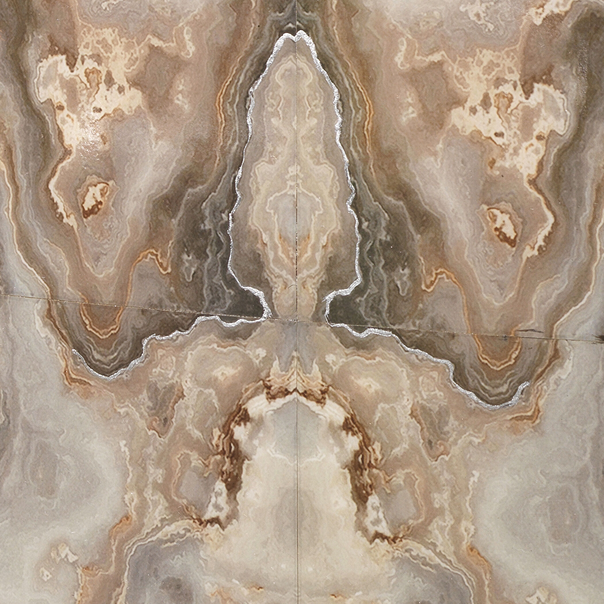 Ink Blot Curved 20 X 18 inch Grey & Cream Lacquer Side Table