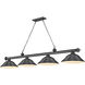Cordon 4 Light 81.75 inch Bronze Plate Billiard Ceiling Light in Bronze Metal