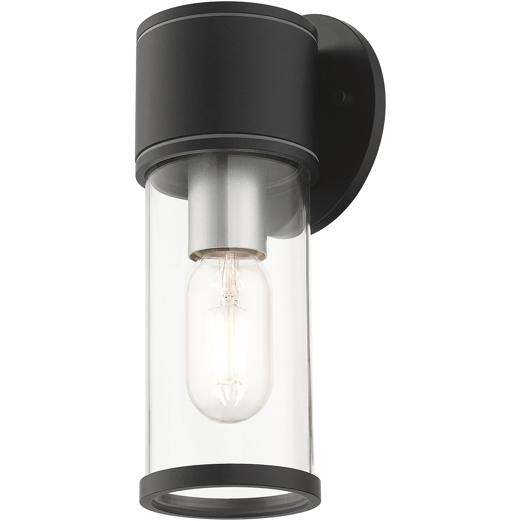 Atlantic 1 Light 4.5 inch Textured Black with Antique Silver Finish Accents ADA Outdoor Small ADA Wall Lantern Wall Light