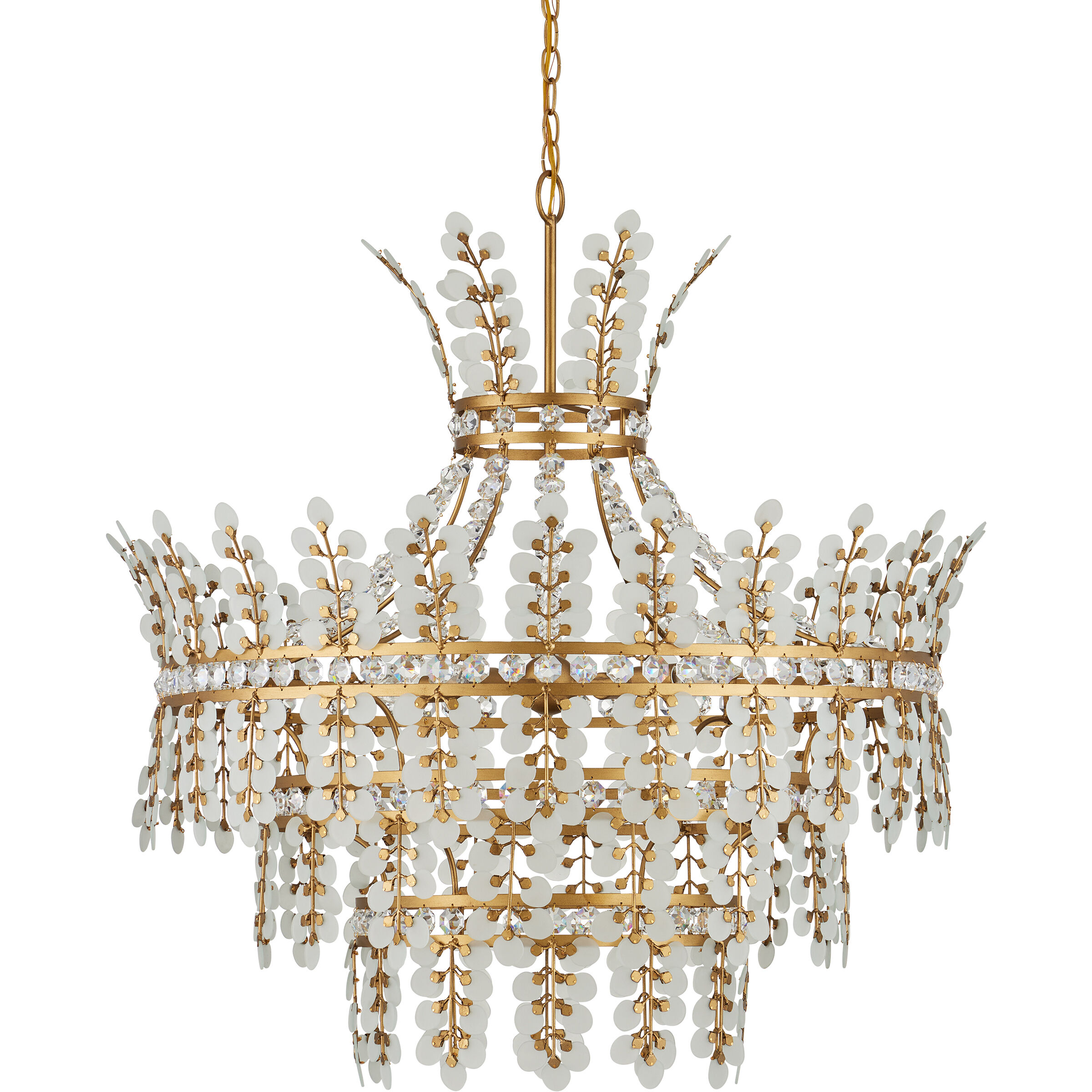 Bradshaw 4 Light 35.5 inch Frosted/Clear/Brass Chandelier Ceiling Light