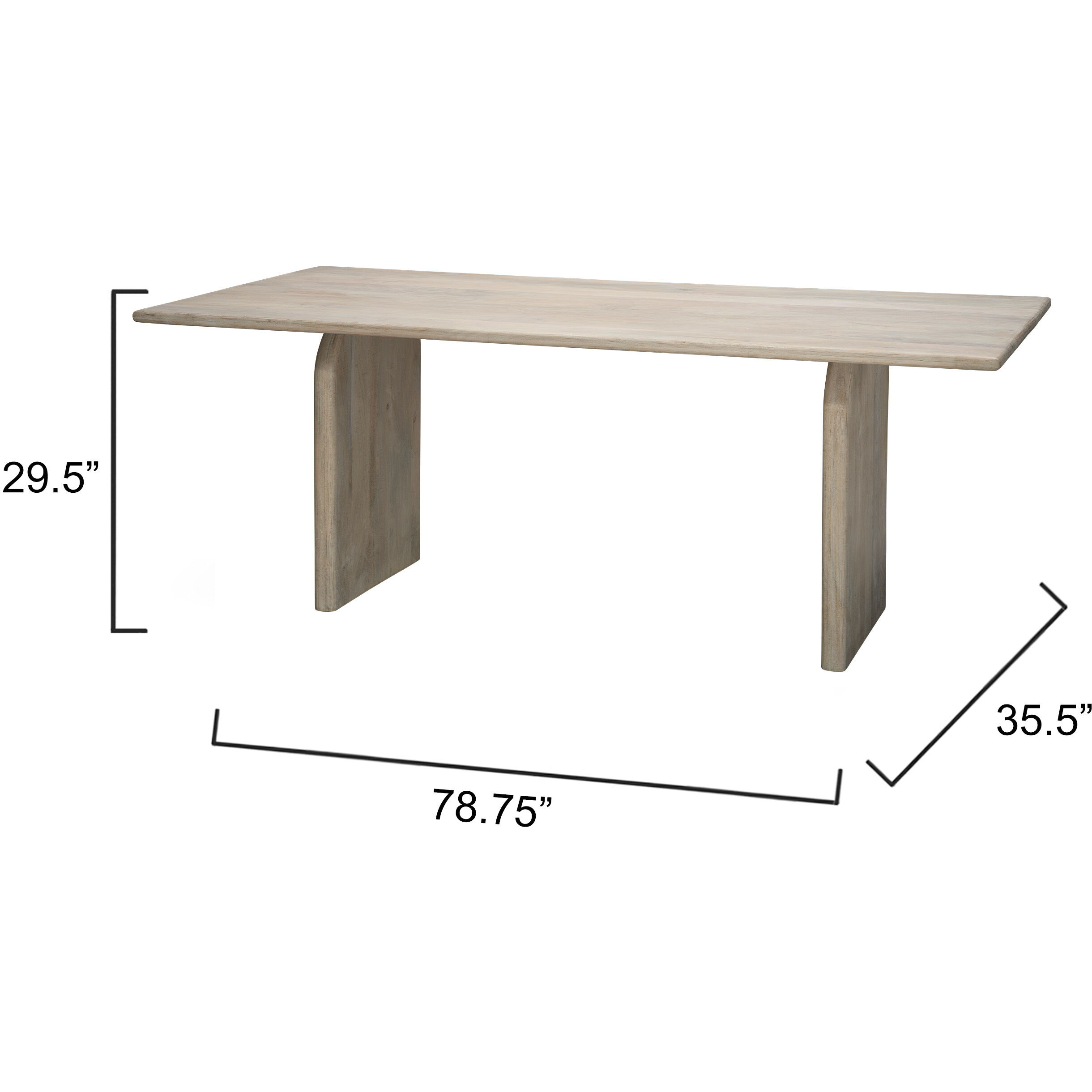 Arc 78.75 X 29.5 inch Light Bleach Dining Table