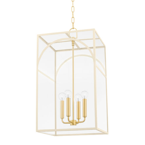 Addison 4 Light 15 inch Aged Brass/Textured Cream Pendant Ceiling Light