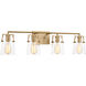 Drew & Jonathan Crofton 4 Light 33.38 inch Satin Brass Wall Bath Fixture Wall Light