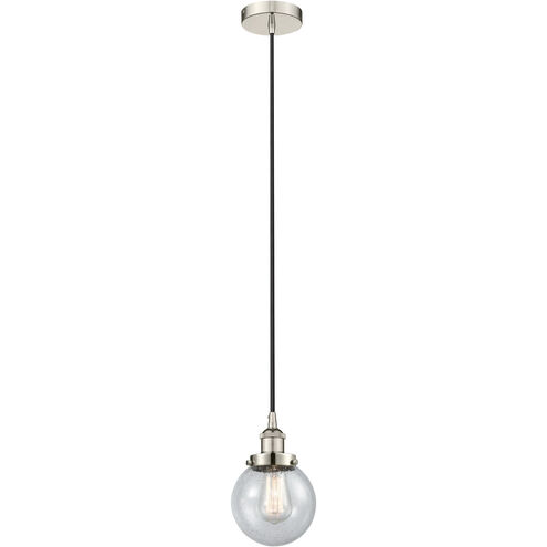 Edison Beacon 1 Light 6 inch Polished Nickel Mini Pendant Ceiling Light