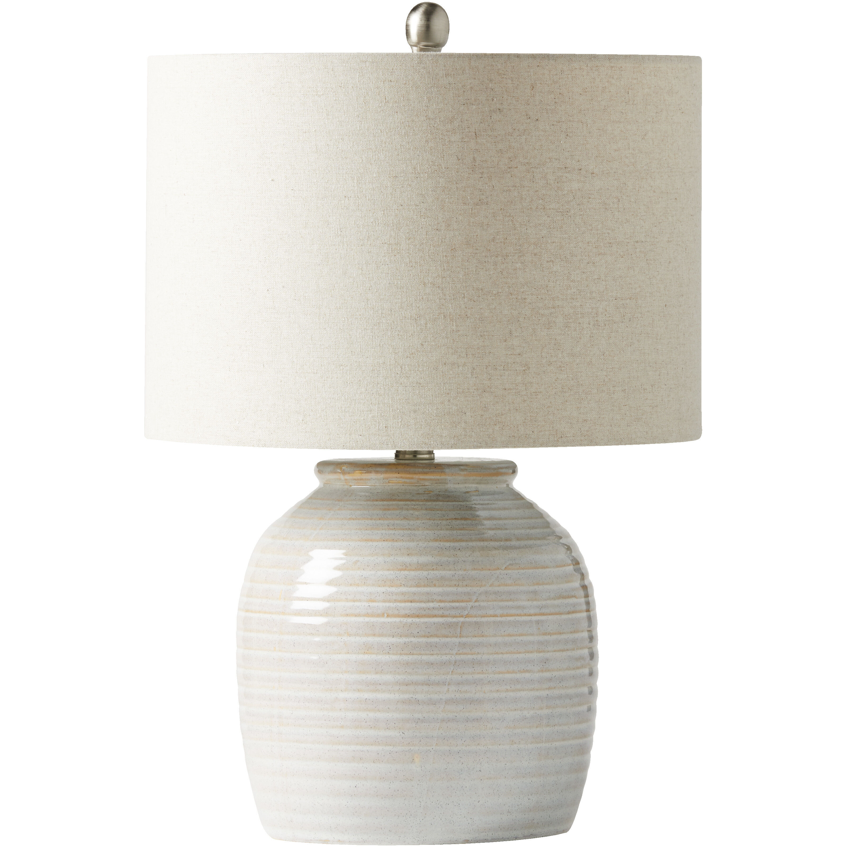 Bejamin 21 inch 60 watt White Ceramic and Brushed Polished Nickel Table Lamp Portable Light