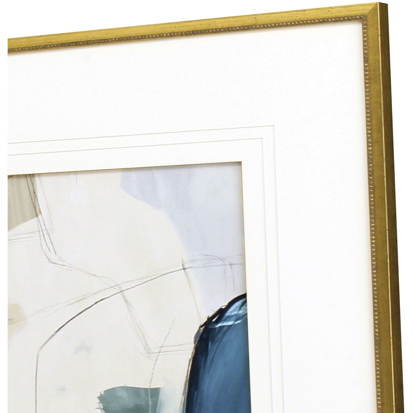 Abstract Blue and White and Beige and Green Framed Art