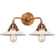 Nouveau 2 Halophane LED 17 inch Antique Copper Bath Vanity Light Wall Light in Matte White Halophane Glass