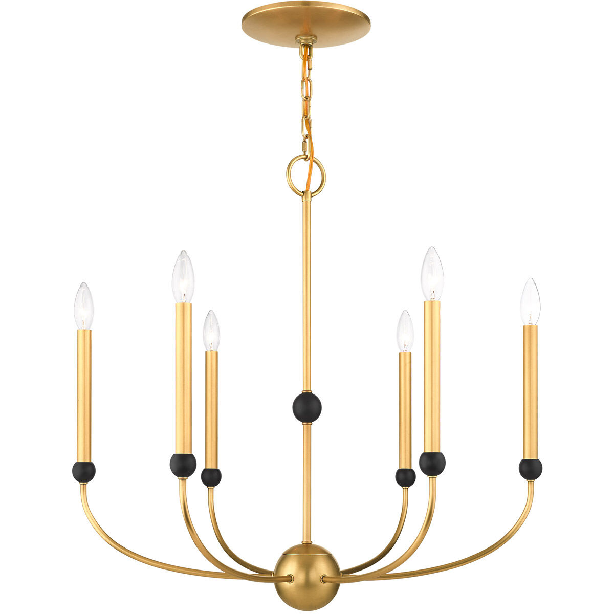 Cortlandt 6 Light 28 inch Natural Brass with Bronze Accents Chandelier Ceiling Light