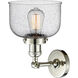 Franklin Restoration Large Bell 1 Light 8 inch Polished Nickel Semi-Flush Mount Ceiling Light in Seedy Glass, Franklin Restoration