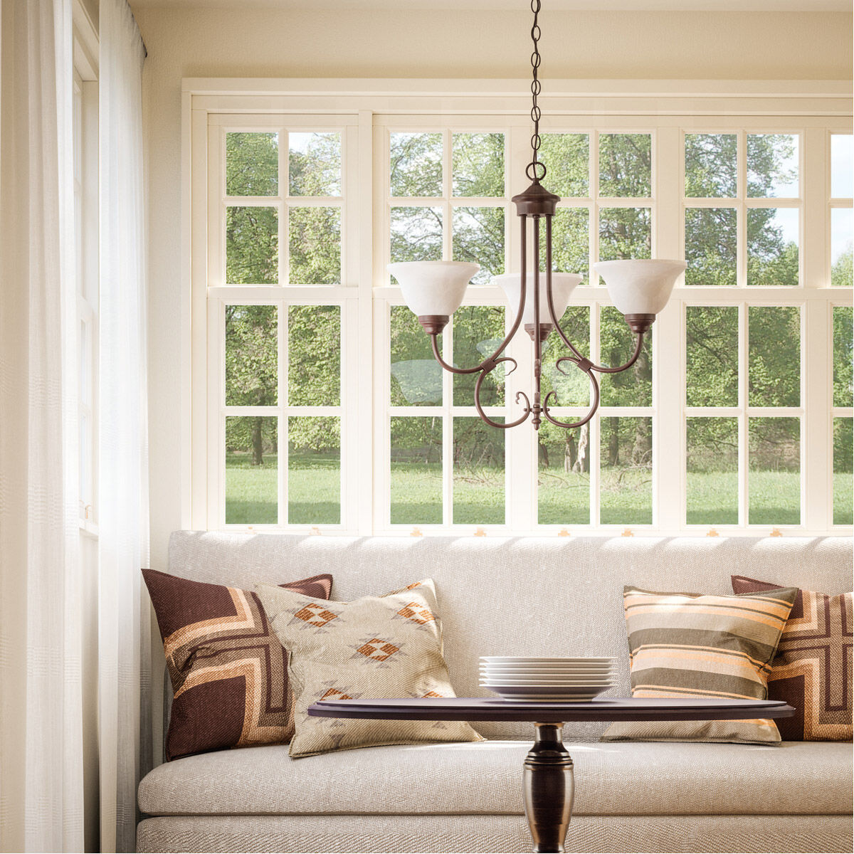 Hometown 3 Light 24 inch Bronze Chandelier Ceiling Light