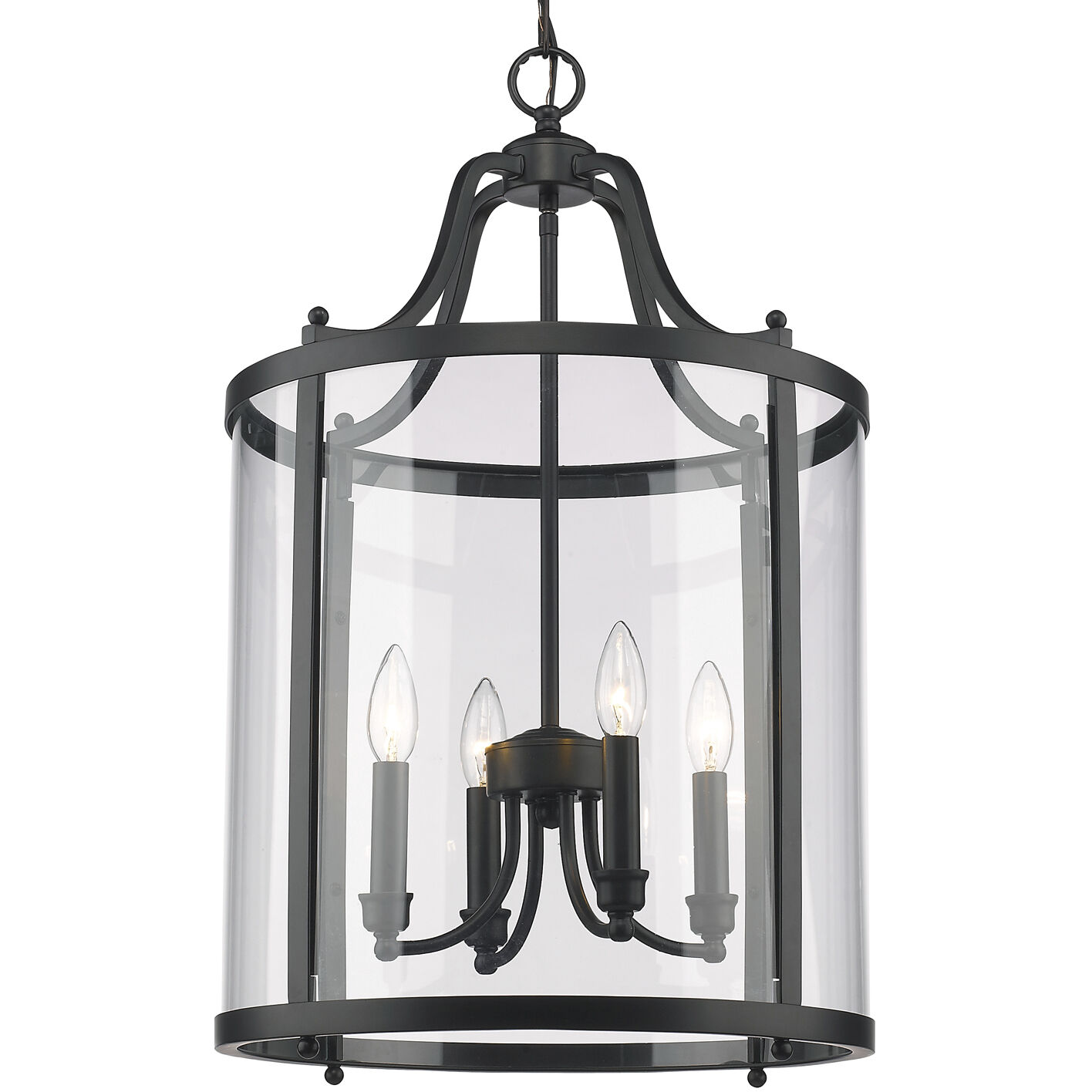 Payton Pendant Ceiling Light in Matte Black, Caged