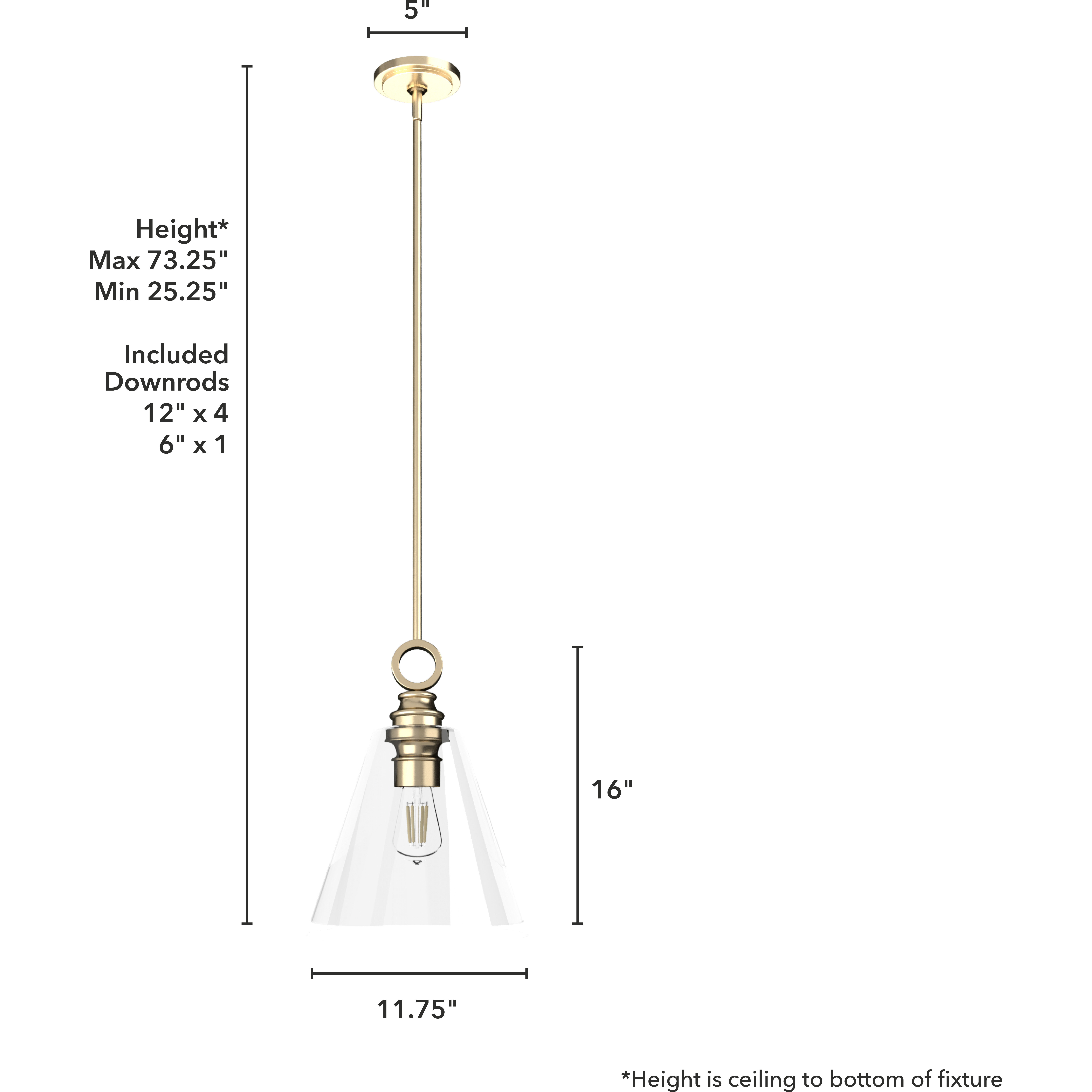 Klein 1 Light 12 inch Alturas Gold Pendant Ceiling Light