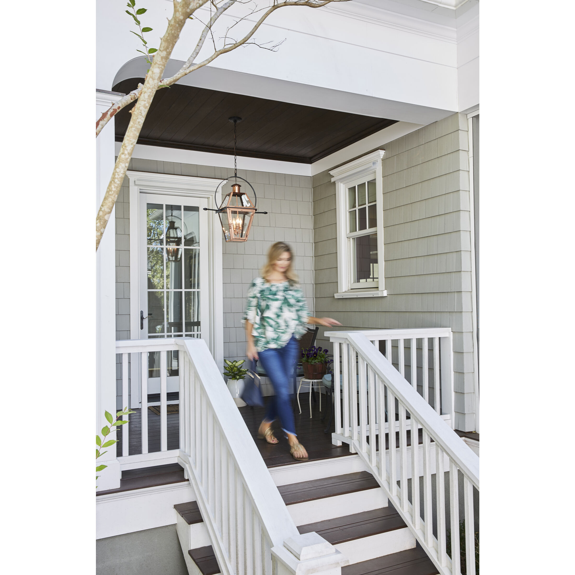 Rue De Royal 4 Light 28 inch Aged Copper Outdoor Hanging Lantern