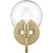 Fairbanks Sconce Wall Light in Clear Glass, Brushed Gold