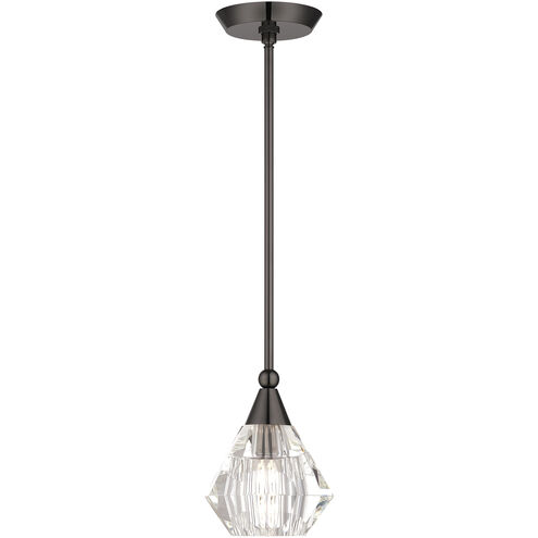 Brussels 1 Light 7 inch Black Chrome Pendant Ceiling Light, Crystal, Single