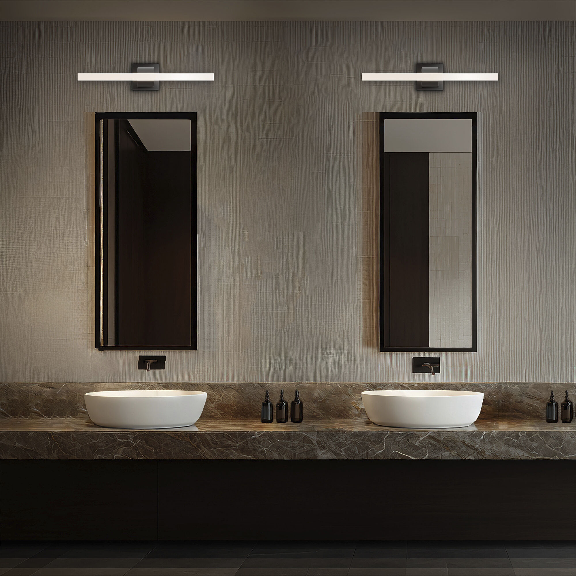 Flatte LED 24 inch Black Chrome Bath Vanity & Wall Light in Black/Chrome, dweLED