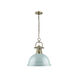 Duncan 1 Light 14 inch Aged Brass Pendant Ceiling Light in Seafoam, Large