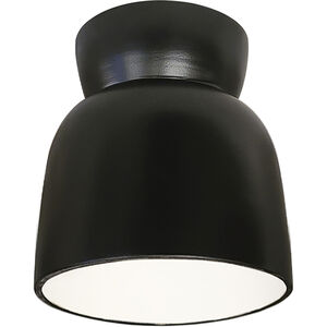 Radiance Collection 1 Light 7.5 inch Carbon Matte Black with Champagne Gold Outdoor Flush Mount