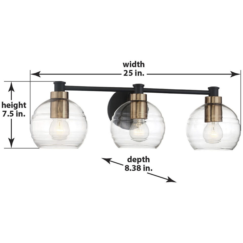 Keyport 3 Light 25 inch Sand Coal/Natural Brushed Br Bath Light Wall Light