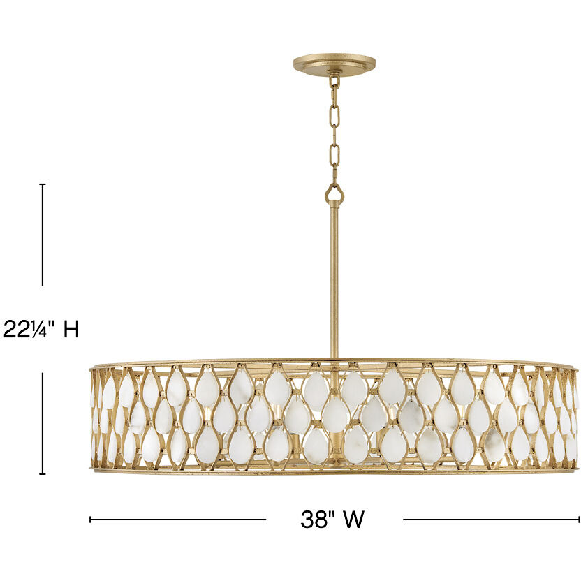 Estie 8 Light 38 inch Piastra Gold Interior Hanging Ceiling Light