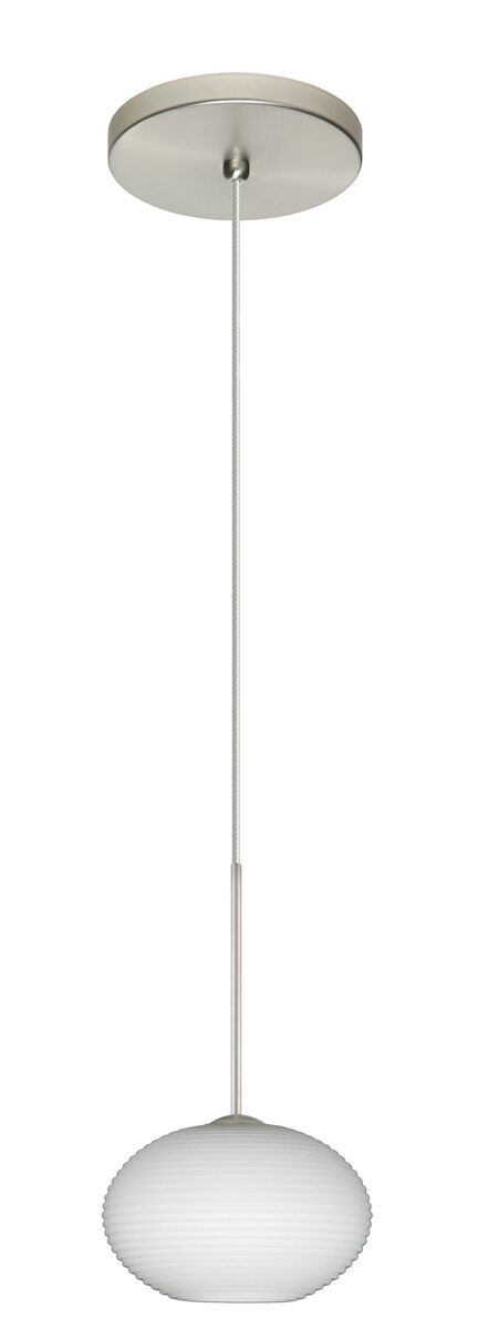 Lasso 1 Light Satin Nickel Pendant Ceiling Light in Halogen, Opal Matte Glass