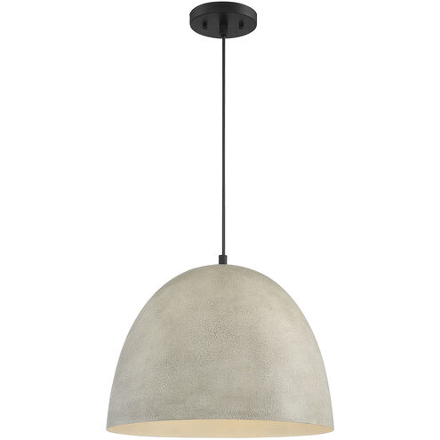 Industrial 1 Light 16 inch Concrete with Matte Black Pendant Ceiling Light