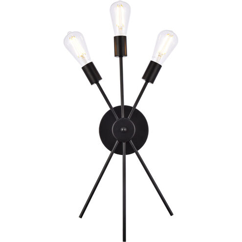 Lucca 3 Light 11 inch Black Bath Sconce Wall Light